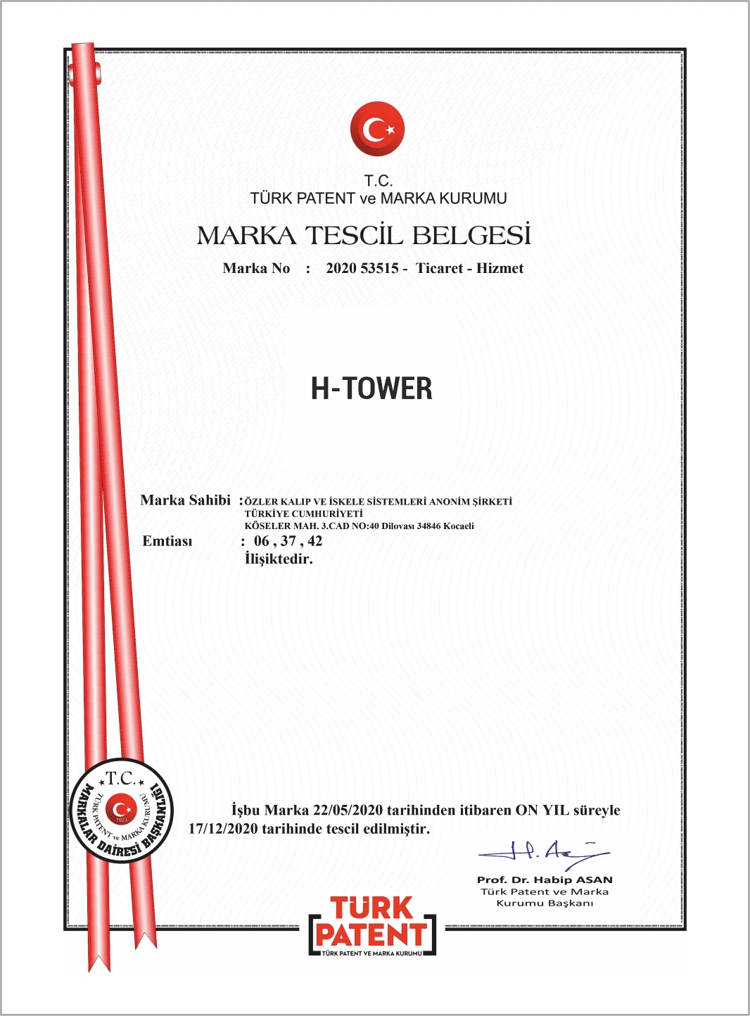 Özler İskele | Marka Tescil Belgelerimiz