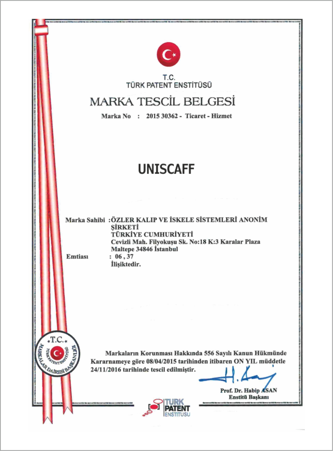 Özler İskele | Marka Tescil Belgelerimiz