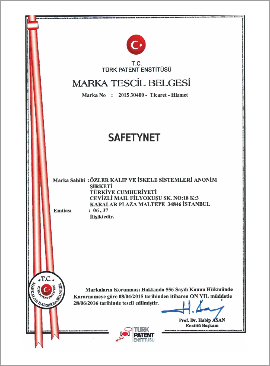 Özler İskele | Marka Tescil Belgelerimiz