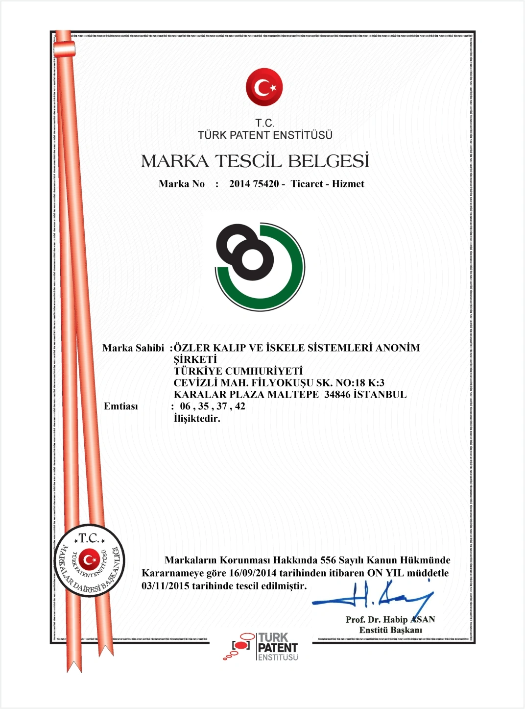 Özler İskele | Marka Tescil Belgelerimiz