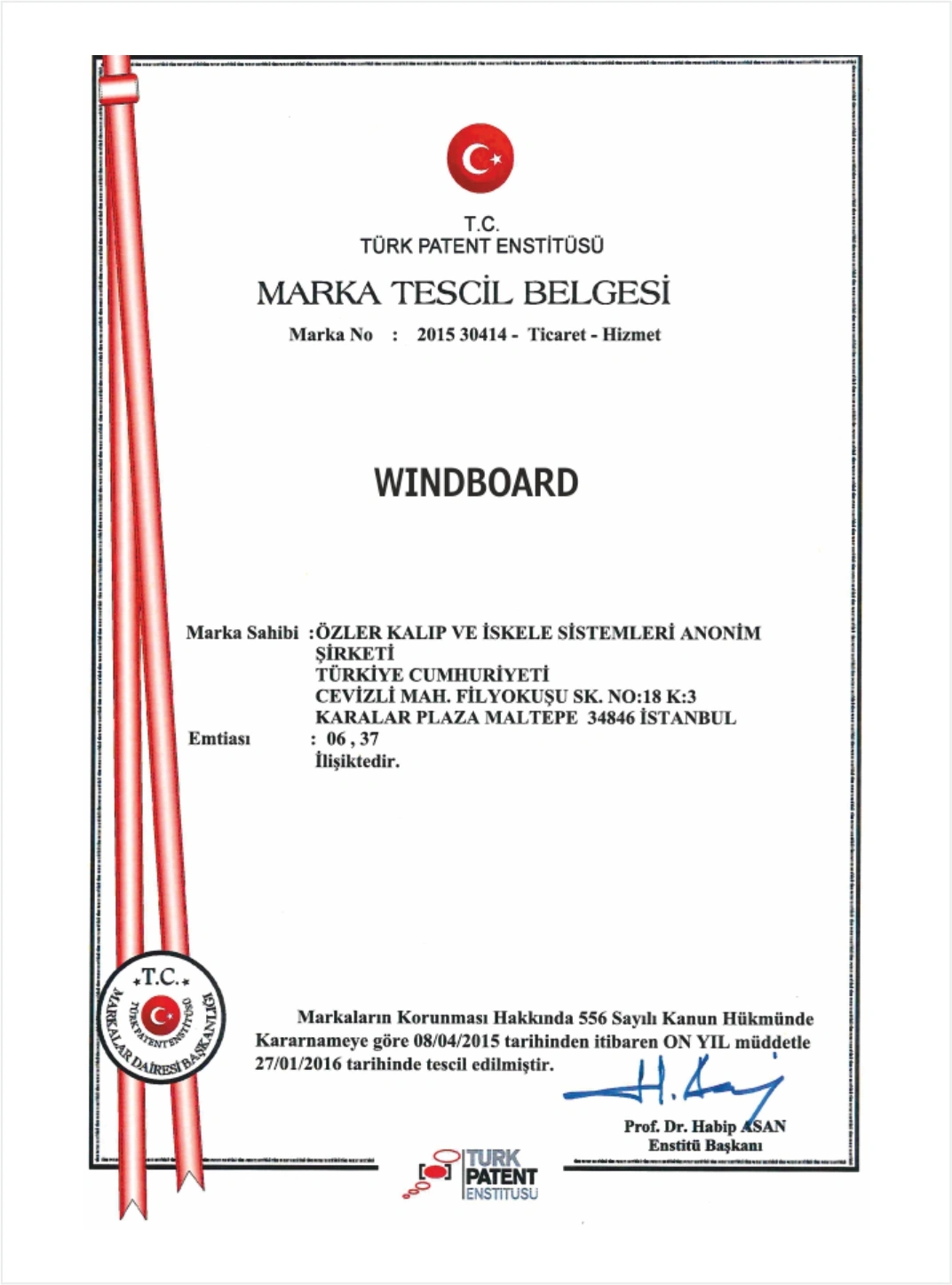 Özler İskele | Marka Tescil Belgelerimiz