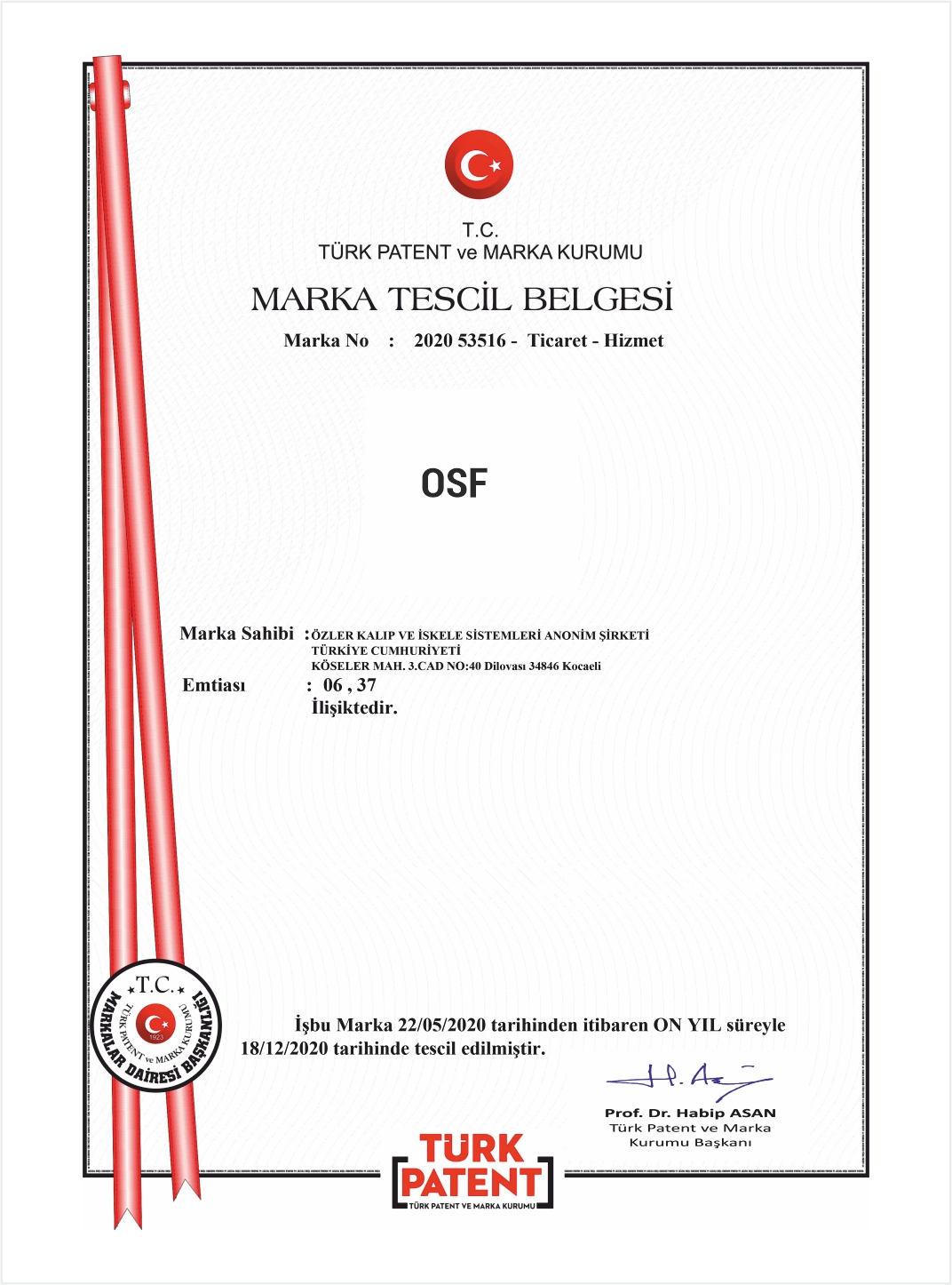 Özler İskele | Marka Tescil Belgelerimiz