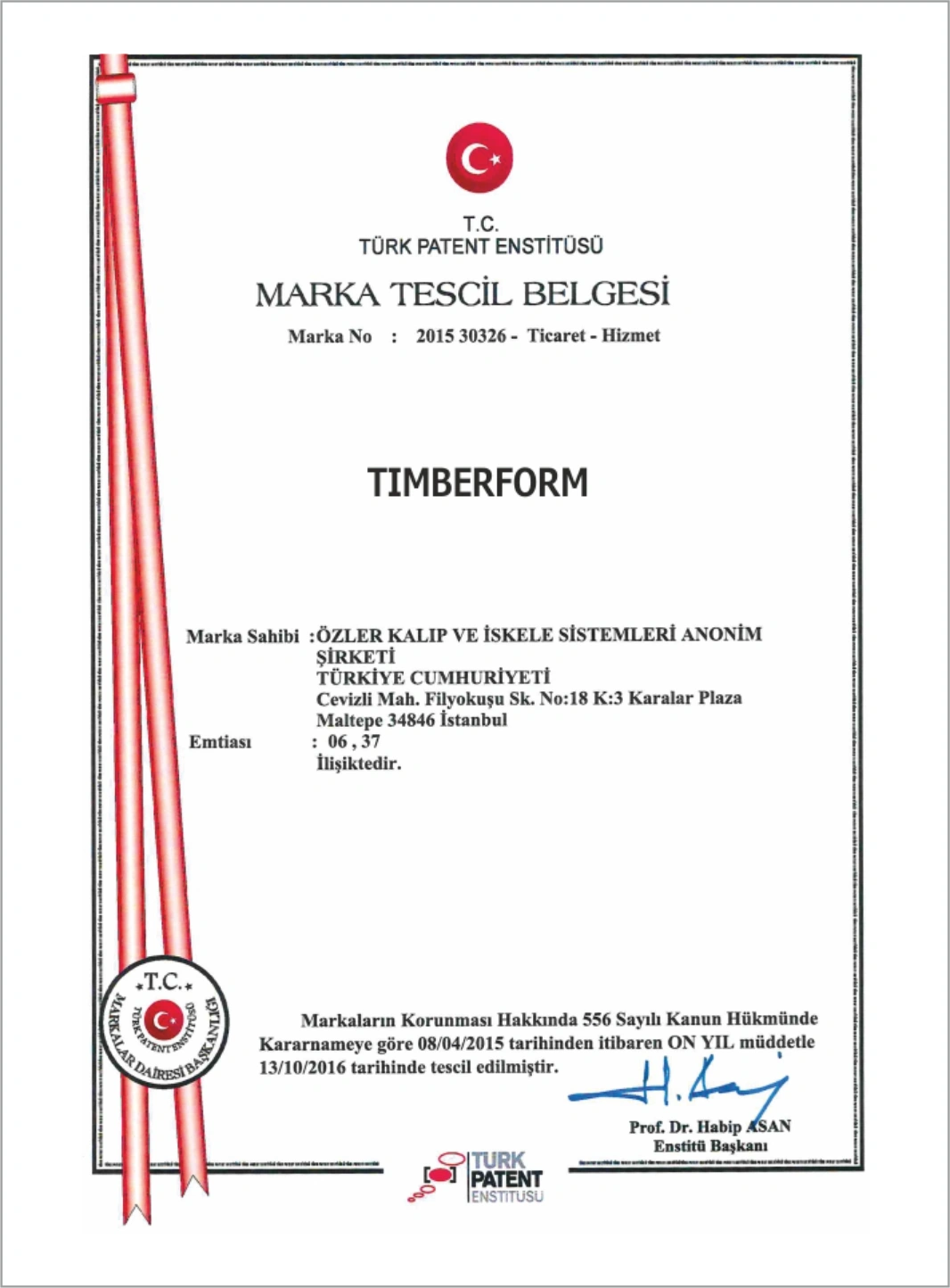Özler İskele | Marka Tescil Belgelerimiz